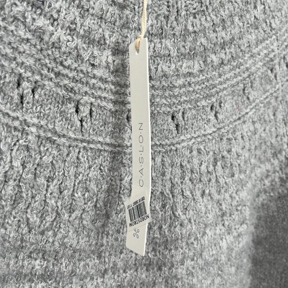NEW Caslon fisherman sweater roll neck pullover thick stretch heather gray XS - Picture 4 of 9